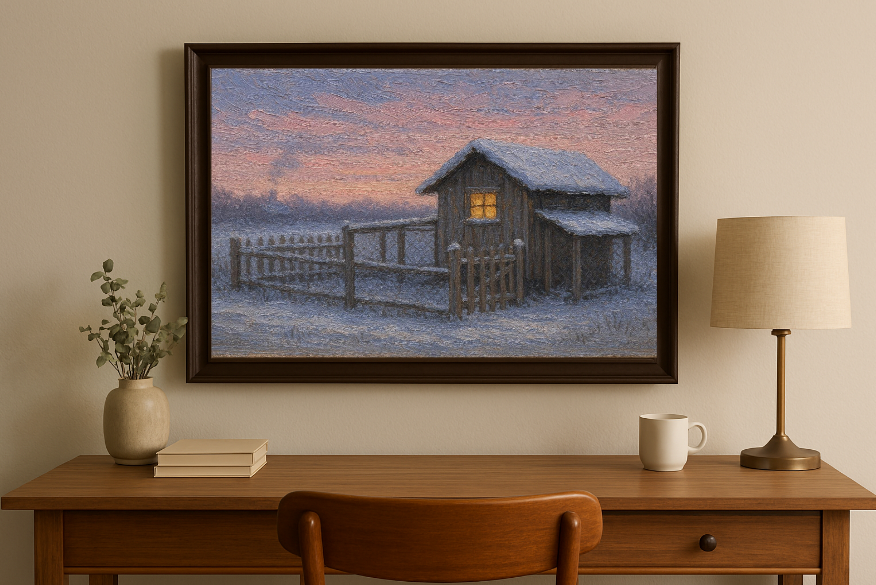 Snow-Dusted Coop at Dawn