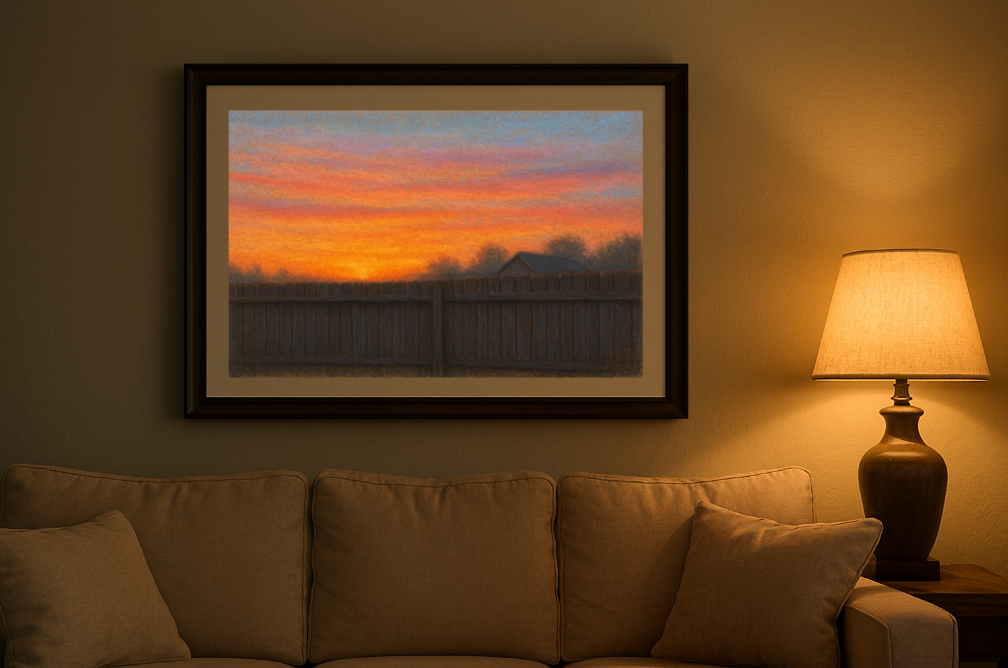 Backyard Evenings Wall Art Set – Calm Suburban Garden Pastel Print Bundle