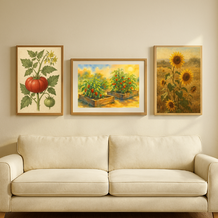 Texas Heirloom Garden Wall Art Set – Botanical Farmhouse Bundle of 3 Prints