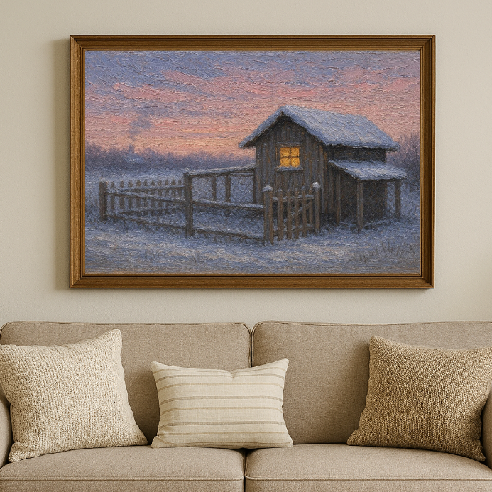 Snow-Dusted Coop at Dawn