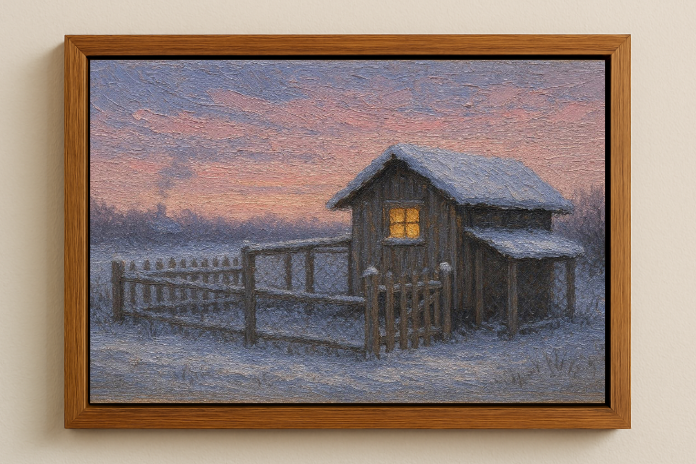 Snow-Dusted Coop at Dawn