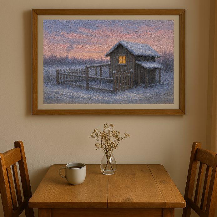 Snow-Dusted Coop at Dawn