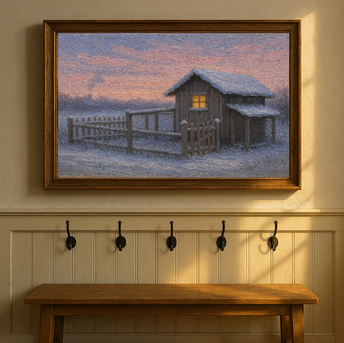 Snow-Dusted Coop at Dawn