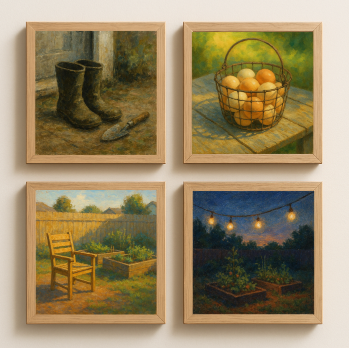Patio & Garden Corners Wall Art Bundle – Square Modern Farmhouse Garden Prints