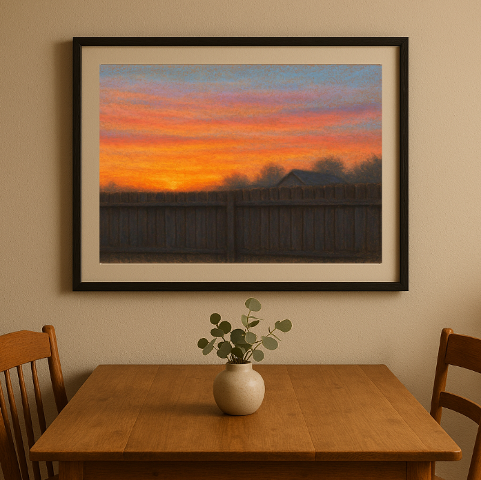 Backyard Evenings Wall Art Set – Calm Suburban Garden Pastel Print Bundle